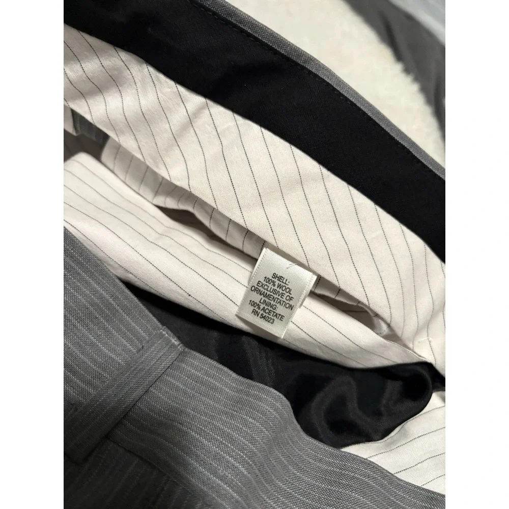 Banana‎ Republic Modern Fit Men's Gray Striped Wool Dress Pants 36x32 Trousers